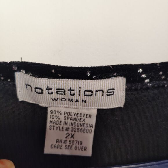 Notations Women's Sleeveless blouse 2X Rhinestone Velvet Holiday Party Glam - Picture 2 of 5